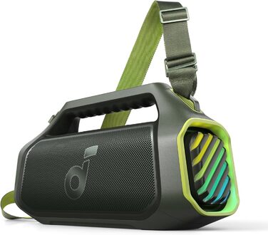 Soundcore Boom 2 Plus: Портативна Bluetooth Колонка, 140W, IPX7, RGB, Power Bank, USB-C, 20 годин, для кемпінгу (зелена)