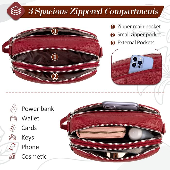 Сумка жіноча через плече кросбоді Leder (шкіра), червона: стильна міні-сумка з широким ременем та відділенням для карт