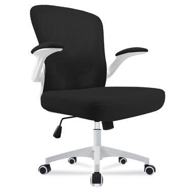 Ергономічне крісло для офісу та робочого столу з підйомними підлокітниками, регульованою підтримкою попереку, регульованою висотою поворотного сидіння та спинкою, що нахиляється до 130°, (Білий)