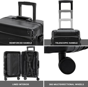 Чемодан Flight Knight Premium з 8 обертовими колесами, алюмінієва рама, ABS корпус, захист від викрадення, підходить для ручної поклажі та великого багажу (55x35x20cm + 31