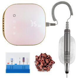 Електрична машинка для манікюру та педикюру Madenia TouchPro – 35000 об/хв, з LED-дисплеєм, 6 насадок (рожевий)