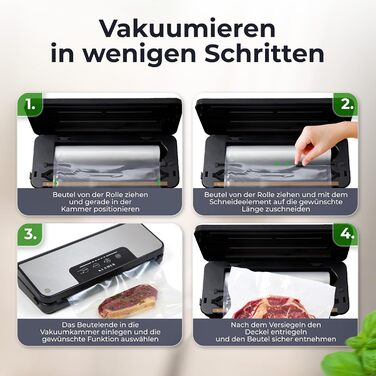 KLAMER Classic Pro 80 (2024) - Вакуумний пакувальник для продуктів харчування, Sous Vide, комплект з пакетами та шлангом