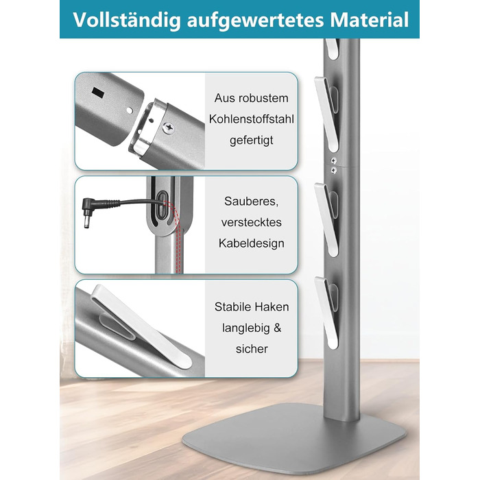 Підставка для пилососа Dyson Gen5, V15, V12, V11, V10, V8, V7, V6 з вуглецевої сталі, сірого кольору