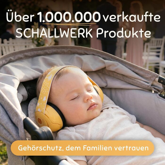 Захисні навушники для немовлят та дітей Schallwerk® Mini+ (Lion Yellow) — шумопоглищаючий захист слуху для малюків, преміум-якість
