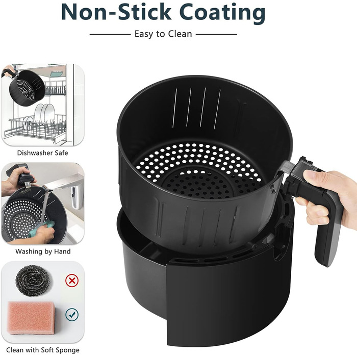 Фритюрниця LLIVEKIT з 2 камерами, 4.5L+4.5L, Airfryer 9-в-1, без олії, з сенсорним екраном, таймером