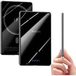 Power Bank Kuulaa Ultra Slim 5000 mAh з MagSafe, Type-C 20W, Швидка зарядка, 7.2 мм, для iPhone 16/15/14/13/12, чорний