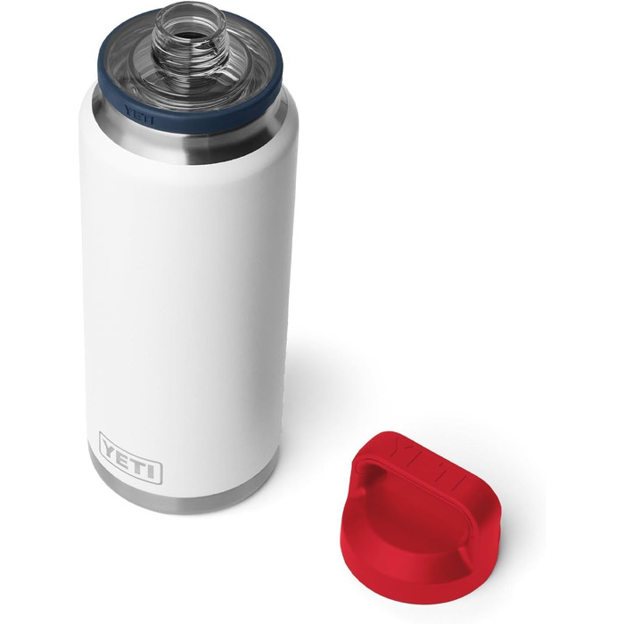 Термос-пляшка YETI Rambler із вакуумною ізоляцією та герметичною кришкою, нержавіюча сталь, 1020 мл (Білий/Синій/Червоний)