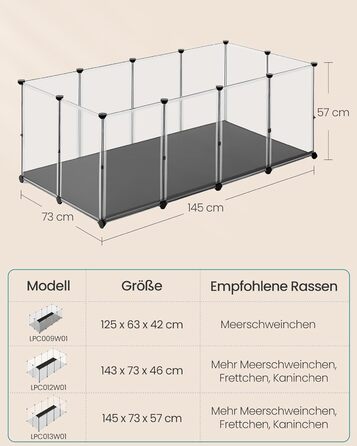 Клітка для дрібних тварин SONGMICS LPC012W01 з піддоном, біла, 143 x 73 x 46 см