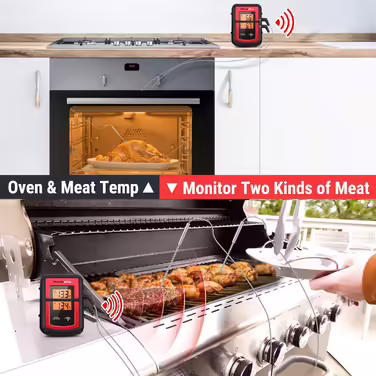 ThermoPro TP08C Digital Kitchen Thermometer Wireless Meat Thermometer with 2 Probes Cooking Thermometer Oven Thermometer Kitchen Timer for BBQ Cooking Grilling Oven