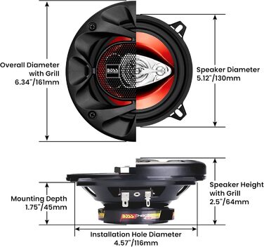 Автомобільні 2-смугові динаміки BOSS AUDIO CH5530 13 см, 225 Вт