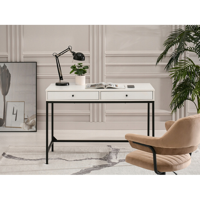 Прямокутний письмовий стіл Mebel-Partner 110 x 48 x 76 см, білий/чорний