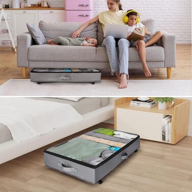 Органайзер для підлоги Xtsuen 2 шт. з роликами, велика місткість, для одягу, взуття та ковдр