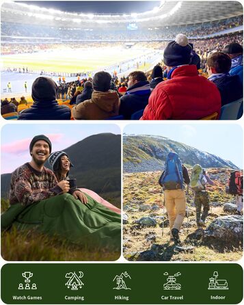 Сплячий мішок Sportneer Outdoor - ковдровий спальний мішок 3-4 сезони для дорослих, теплий спальник для кемпінгу, подорожей та активного відпочинку (200x85 см, зелений)