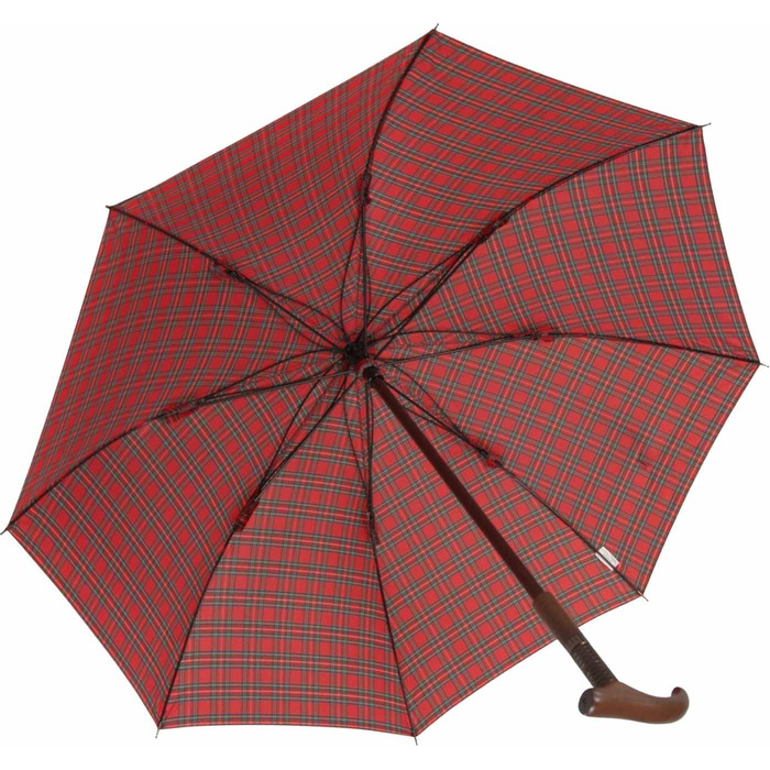 iX-brella Folding Umbrella with Adjustable Height and Wooden Handle - Red Checkered Small
