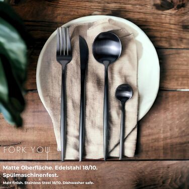 Набір столових приборів FORK YOU, 16 предметів, мідне матове покриття, нержавіюча сталь, для 4 осіб, можна мити в посудомийці, подарунковий набір у коробці