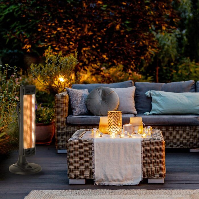 Інфрачервовий обігрівач Climative 2500W з 9 рівнями, IP65, для тераси та приміщення, з пусковим пристроєм та таймером, чорний (фіксований)