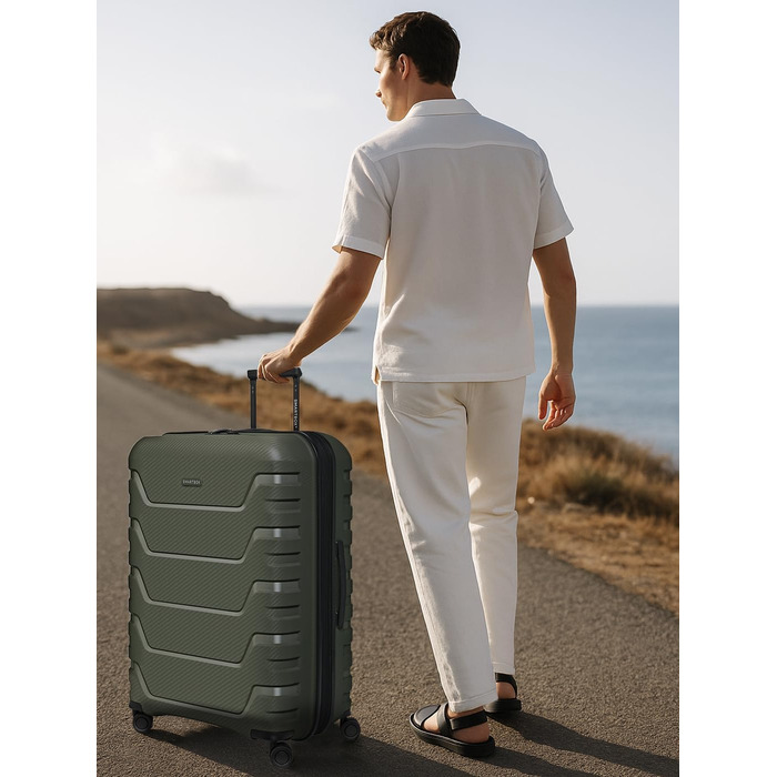 Чемодан тріумф SMARTBOX Olive L (76 см), розширюваний, 111-120 л, поліпропілен, 4 колеса, TSA-замок, 4.2 кг