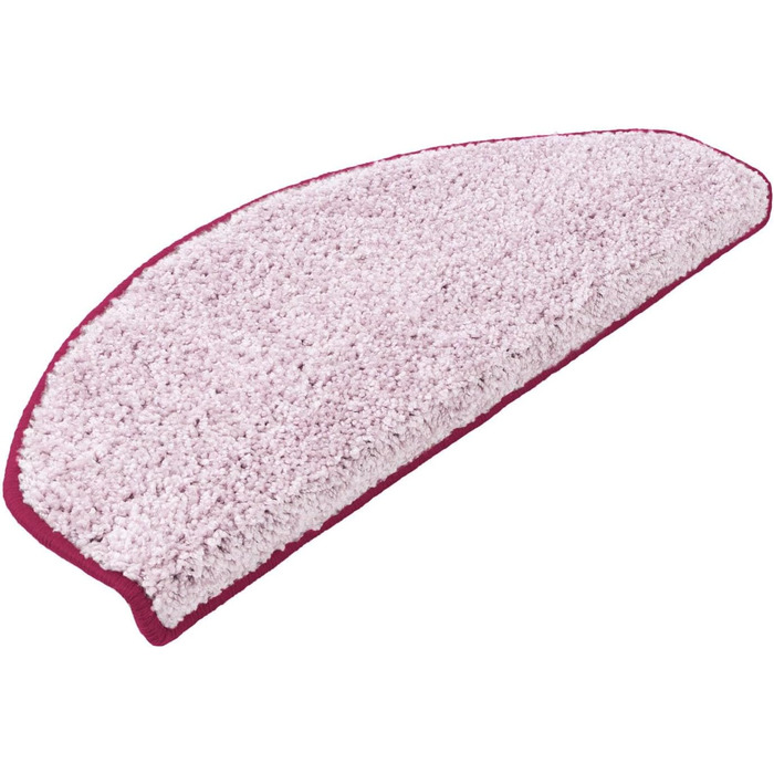 Casa Pura Shaggy Stair Treads - 15 Piece Set - Non-Slip, Soft High Pile Carpet for Stairs - 65 x 23.5 Inch - Rose Color