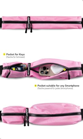 Пояс для телефону Fitgriff® - бігова сумка, поясна сумка, спортивний пояс, біговий ремінь для бігу, спорту, фітнесу. Підходить для смартфонів S–M (62–90 см обхват талії), M-L (85–120 см обхват талії), рожевий колір