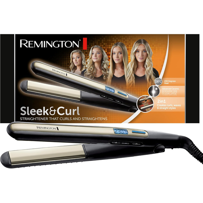 Випрямляч для волосся Remington S6500 Sleek & Curl з турмаліновою керамікою, LCD-дисплеєм, 150-230°C