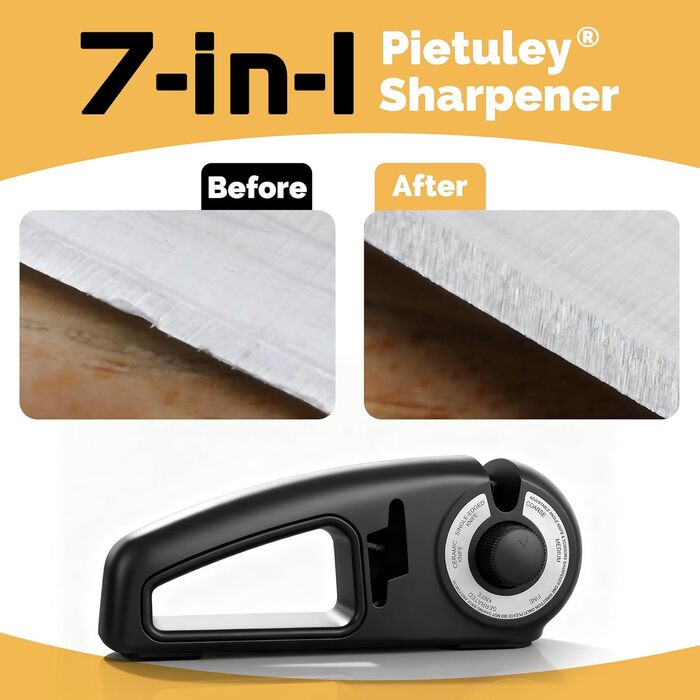 Точилка для ножів Messerschärfer Profi 7-in-1: 7 функцій для ножів та ножиць, керамічна точилка, чорний колір