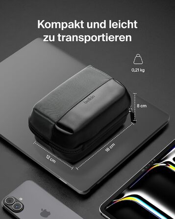 Органайзер для електроніки та аксесуарів Belkin для подорожей: сумка для iPhone, Powerbank, зарядного пристрою, Apple Pencil та AirTag, міцний м'який матеріал