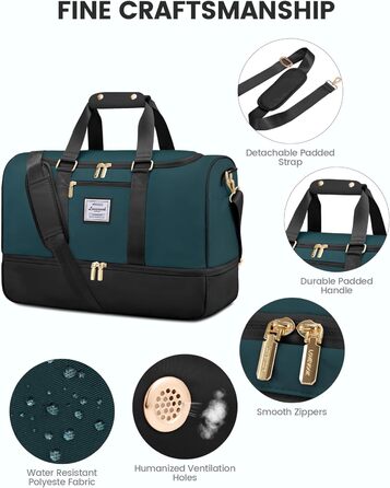 LOVEVOOK Спортивна сумка-рюкзак 37L, чорно-блакитна, для подорожей та відпочинку, з відділенням для взуття та мокрих речей, водонепроникна