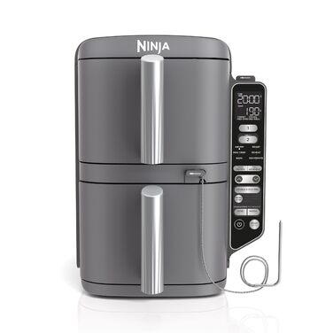 Аерофритюрниця Ninja Double Stack XL 9.5л SL451EU сіра - фритюрниця без олії з цифровим термометром, 6 програм, 2 рівні