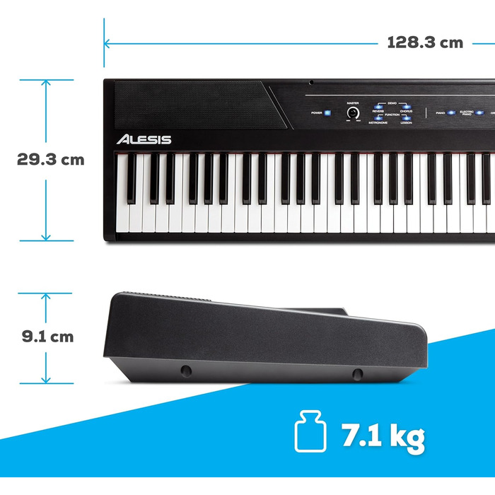 Alesis Recital - Електронне піаніно 88 клавіш для початківців з напівзваженими клавішами, динаміками, 5 преміум-звуками, виходом для навушників та підпискою на уроки гри на піаніно, чорного кольору