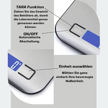Кухонні ваги DIVID® - професійні цифрове ваги, 0,001 кг - 10 кг, LCD дисплей, функція тарування, ваги для рідини, велика поверхня з нержавіючої сталі