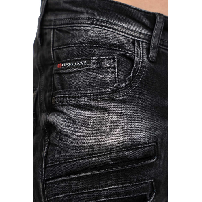 Чоловічі джинси Cipo & Baxx Biker Style: Regular або Slim Fit, Stone Washed Denim, чорний (29W/32L)