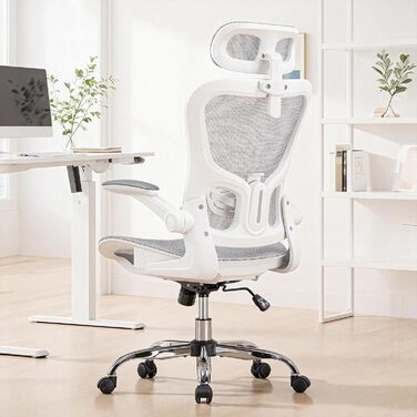 Офісне крісло GTPLAYER Ergonomisch - регульована спинка, підлокітники, поперекова підтримка, функція гойдання, дихаюча сітка, 150 кг (Білий)