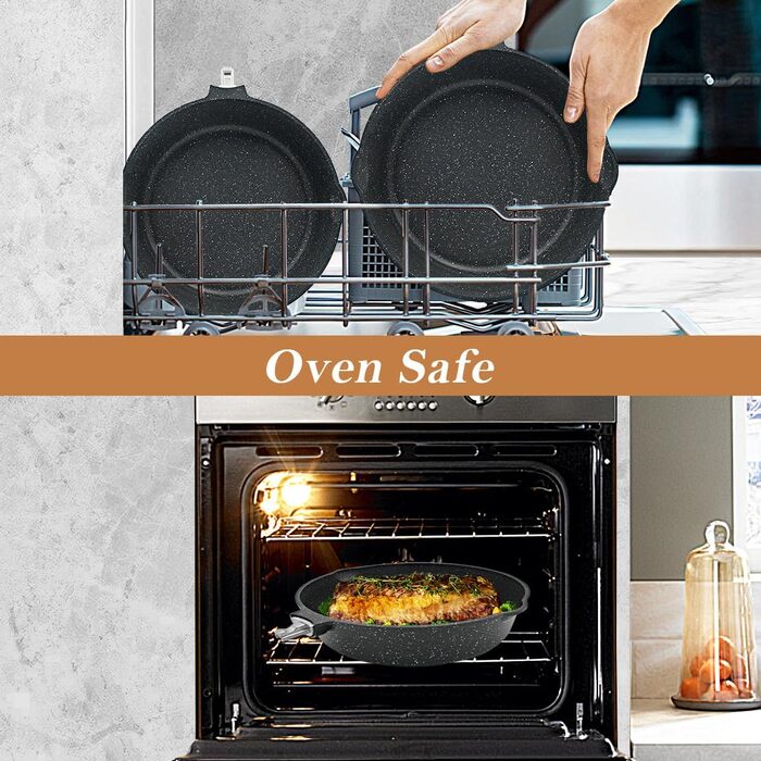 Сковорода з кришкою 24 см, антипригарне покриття, знімний ручка, підходить для всіх типів плит