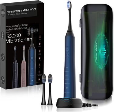 Електрична зубна щітка Tristan Auron - 60 днів акумулятора, 55 000 VPM, 5 режимів, з UV-етиуі та 2 насадки (Рожевий/Блакитний)