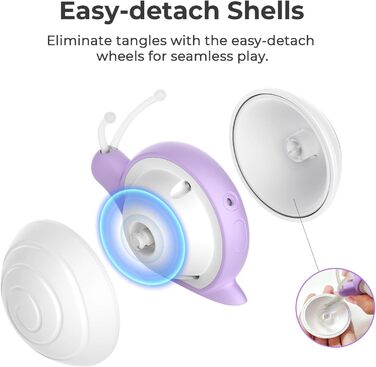 Інтерактивна іграшка для котів з LED-підсвіткою Wicked Snail, електрична, рухома, перезаряджається через DC, подарунок для кошенят, фіолетова
