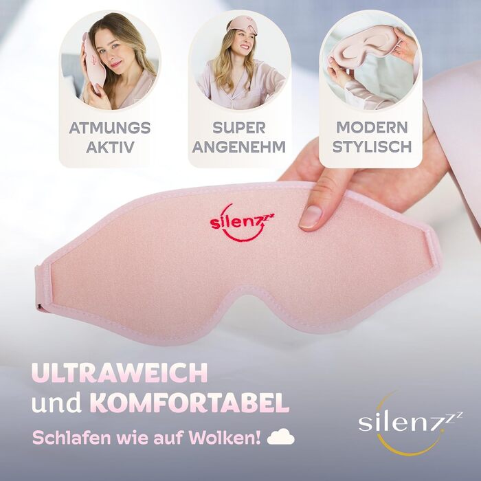Маска для сну преміум-класу 3D - для жінок та чоловіків - комфортна, з м'якою підкладкою для повної темряви - рожева, Sleepy Purble