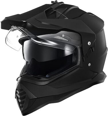 Мотошолом ILM Dual Sport Adventure з сонцезахисним склом, Pinlock, для кросу, квадроциклів, сертифікат ECE, модель WS902, розмір L, матовий чорний