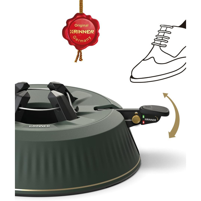 KRINNER® X-Series Christmas Tree Stand X-260 New Christmas Tree Stand incl. Foot Pedal and 3.5 Liter Water Tank for Tree Height up to 2.6m Made IN Germany 94325