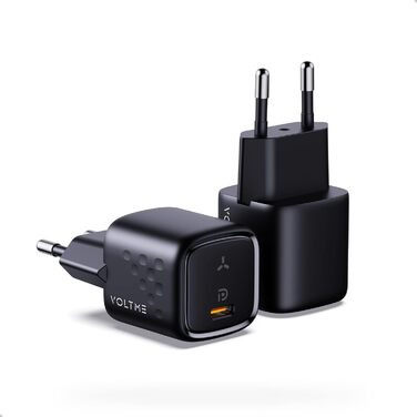 VOLTME зарядний пристрій USB-C 30W 2 шт. GaN, чорний: компактний адаптер живлення для iPhone 14/13, iPad, Android, Samsung, Huawei