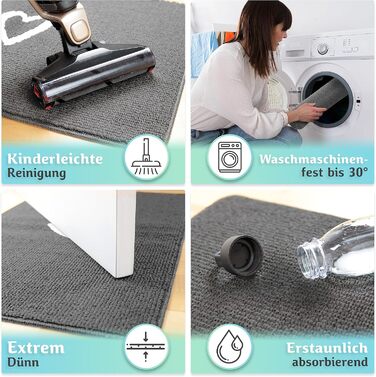 Килимок для дому 60x90 см (серце, сірий) - килимок для вхідних дверей, захист від бруду