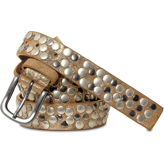 Жіночий вінтажний ремінь Caspar GU224 з пряжками, світло-рожевий металік