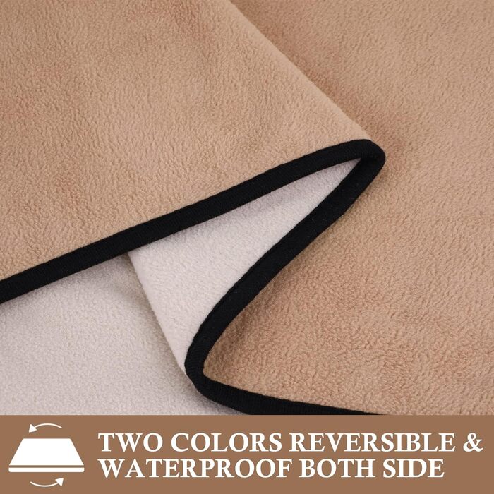 Водонепроникний коврик для собак PETTOM 152x127см, м'який коврик для великих та маленьких собак, захисний коврик для дивану, ліжка, автокрісла, меблів - 30°C, (L, Коричневий верблюда, Large)