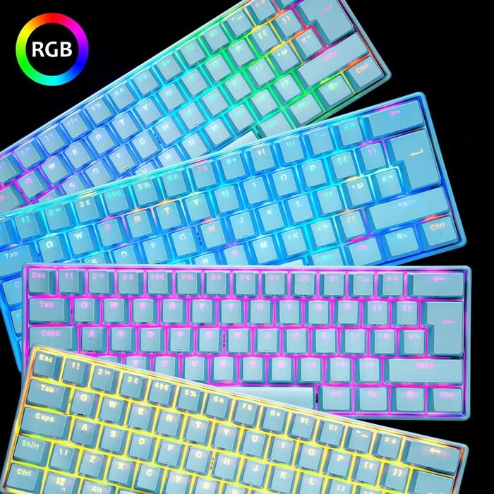 Ігрова клавіатура та миша UK-Layout з підсвічуванням RGB, 62 клавіші, механічна, 6400 DPI (чорний/червоний перемикач)