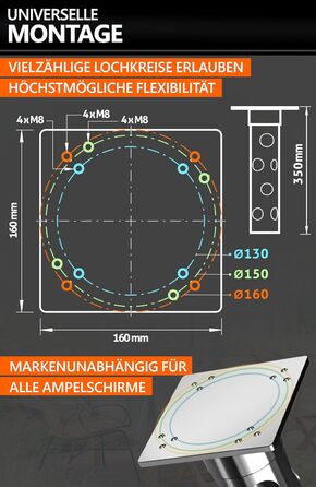 4smile Base Sleeve Parasol - Stainless Steel Parasol Anchor for Gazebo Umbrella with Base Plate for Embedding, Timeless Quality - Universal Parasol Stand for Gazebo Umbrella, Loadable with > 1,000 kg