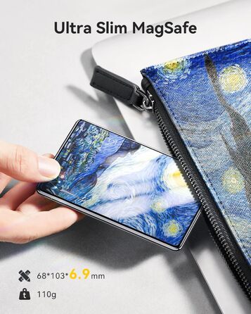 Power Bank MagSafe Ultra Slim 5000mAh, 6.9mm, PD20W - для iPhone, захисне скло Multicolor