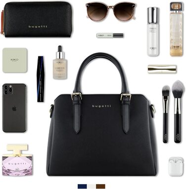 Сумка жіноча Bugatti Ella середнього розміру, штучна шкіра (Чорний Saffiano)