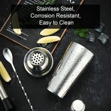 Набір для коктейлів Sosayet, 10 предметів, з нержавіючої сталі, аксесуари та рецепти, 750 мл, для барменів-початківців та професіоналів - подарунок для чоловіків