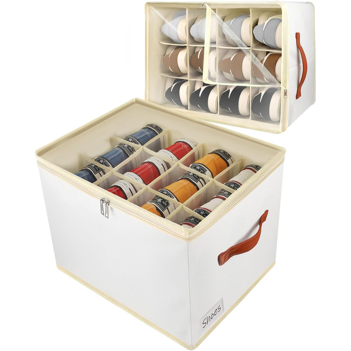 Patinao 2 Pack Shoe Storage Shoe Organizer Shoe Cabinet - 24 Cell Shoe Boxes Stackable Shoe Shelf Space-Saving Shoe Organizer for Closet Shoe Rack Shoe Storage Shoe Storage