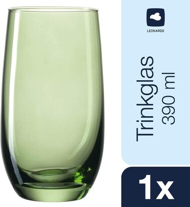 Leonardo Sora Drinking Glasses, Set of 6, Colorful Glass Set, Dishwasher-Safe Juice Glasses, Water Glasses, Drinking Cups in 6 Colors, 390 ml, Assorted Colors, 047287