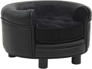 Диван для собак VidaXL, чорний, 48x48x32 см, плюш, штучна шкіра